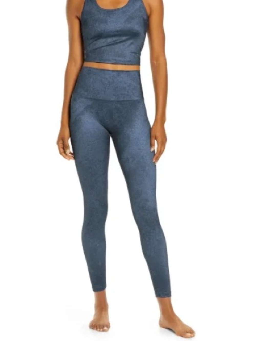 NWT Beyond Yoga Large Lux High Waisted Midi Legging Speckle Blue NWT
